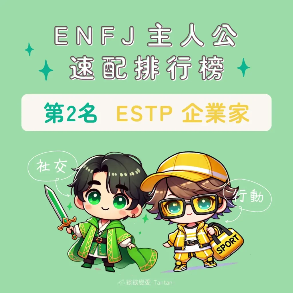 ENFJ愛情配對：第2名 ESTP 企業家