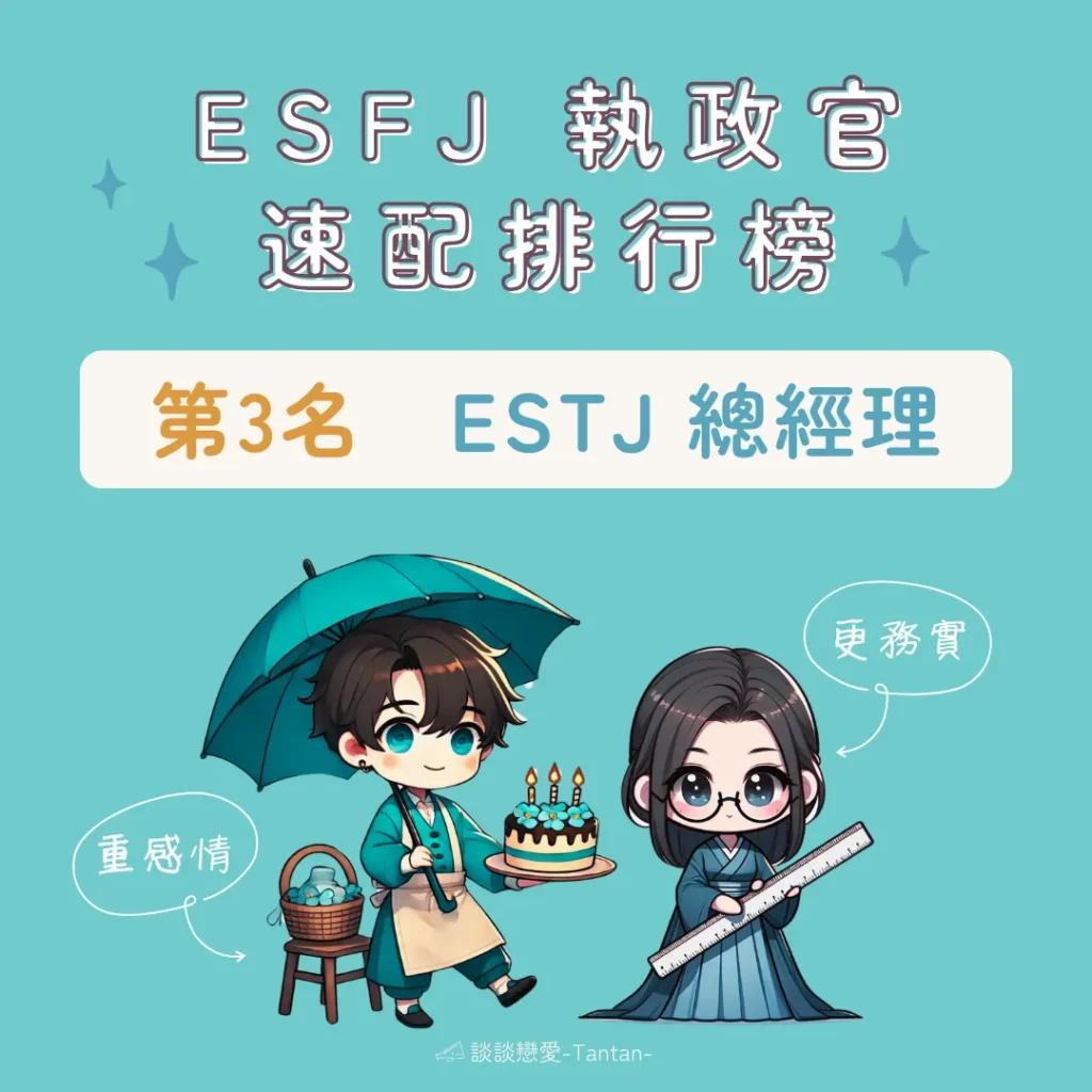 ESFJ愛情配對第三名：ESTJ（總經理）